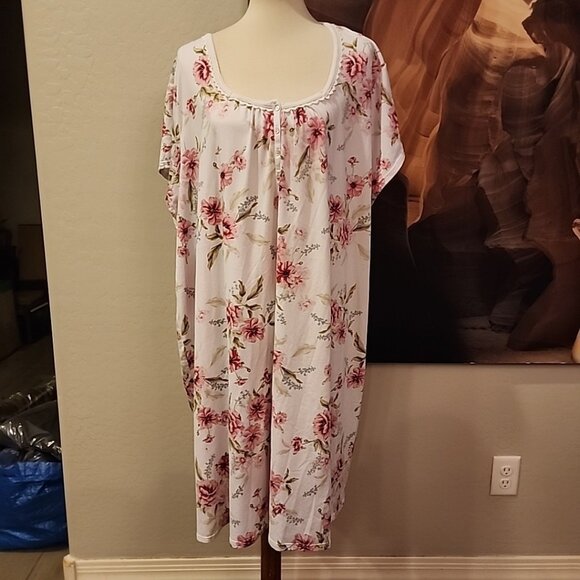 croft and barrow Soft Stretchy Night Gown 4x Pink Floral Sleepwear Pj 40"L - Picture 1 of 6
